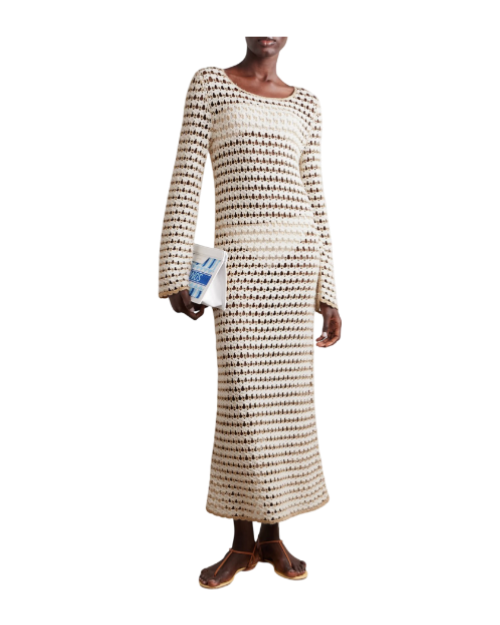 Tallow metallic crocheted cotton-blend midi dress
